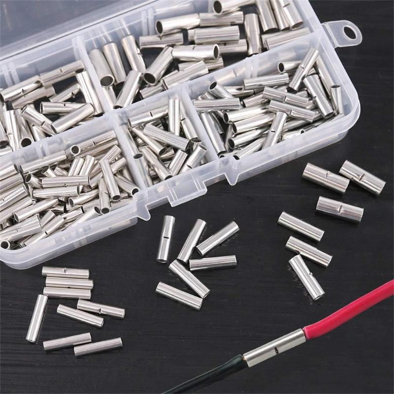 200pcs Uninsulated Butt Connector Set Crimp Connector Set Comprehensive Electrical Butt Connector Set for Electrical