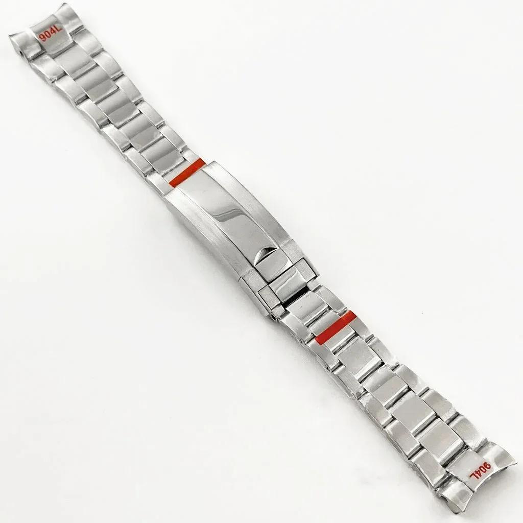 20MM Width Silver Presidential Solid Bracelet 904L Stainless Steel Glide Lock Clasp Wristband for Sub Log NH34 NH35 Watch Case