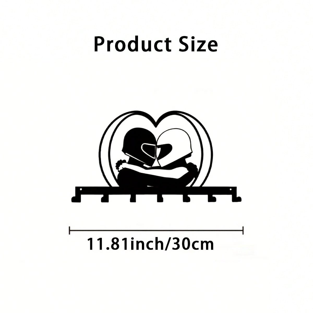 

Metal Heart Key Holder Wall Mount 7 Hooks Fashion Home Decoration Storage Organizer 17x30