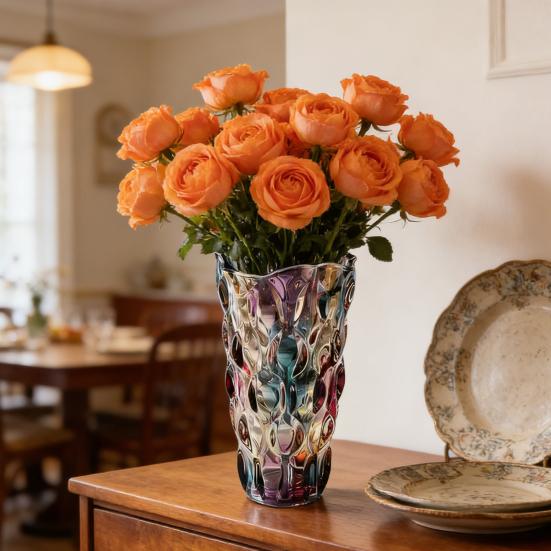 Glass Vases for Flowers Colorful Faux Crystal Decorative Vase for Floral Arrangements Wedding Table Centerpiece Housewarming Gifts