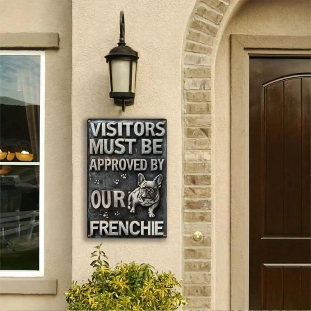 Vintage French Bulldog Metal Poster, Funny Wall Art for Home Bar