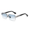 Kingseven Light Luxury Fashion Frameless Gradient Polarized Sunglasses, Alloy Frame Leisure Vacation Travel UV400 Sunglasses