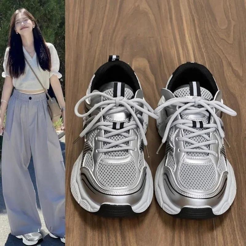 

Модная папина обувь женская 2025 новая Ins универсальная студенческая кампус толстая подошва спортивная беговая повседневная обувь 40