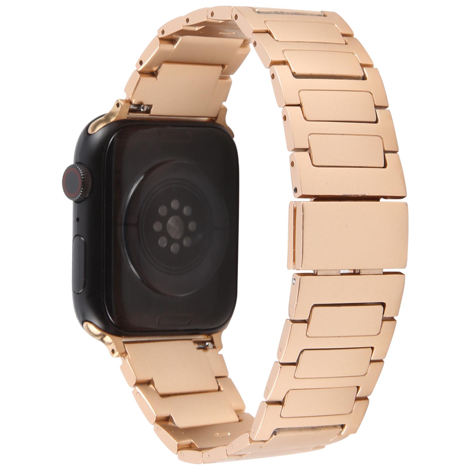 

Watch Band For Apple Watch Series 10 9 8 7 SE 6 5 4 3 2 1 42mm 41mm 40mm 38mm Magnetic Foldable Buckle Metal Strap Rose Gold