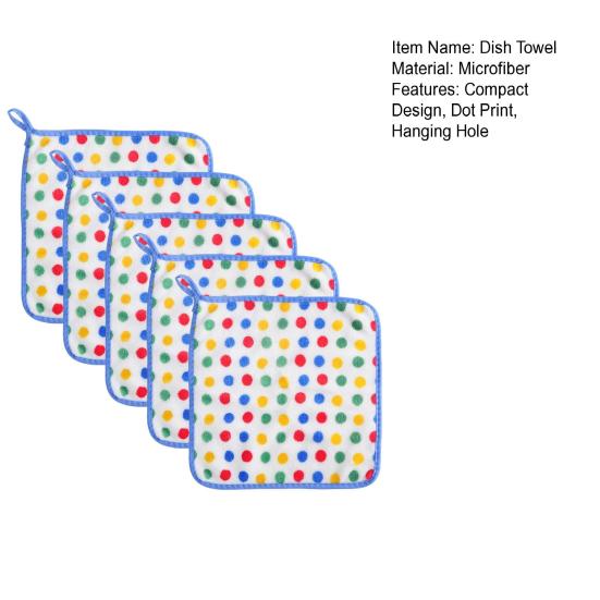 5Pcs Dish Towel Rainbow Dot Coral Velvet Rags Super Soft Absorbent Microfiber Towels Kitchen Drying Hands Tableware