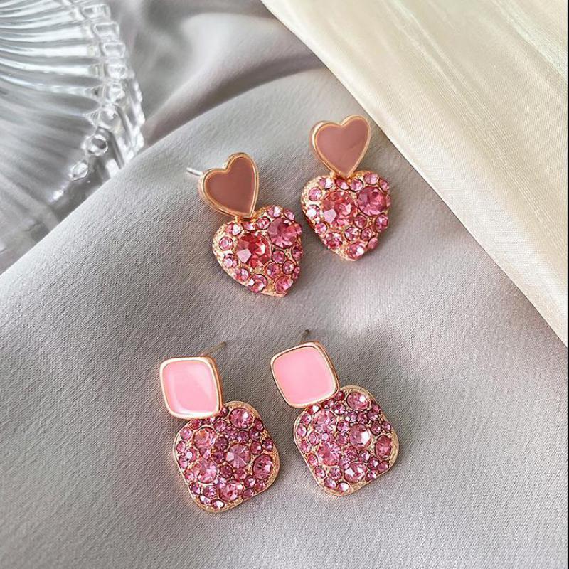 S925 Silver Needle Retro New Net Red Temperament Black Square Rhinestone Personality Wild Earrings Female Jewelry Oorbellen