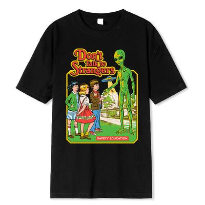 Horror Comic Series Don'T Talk To Strangers Safety Education Men T Shirts Fashion Cotton Shirt Loose T-Shirts