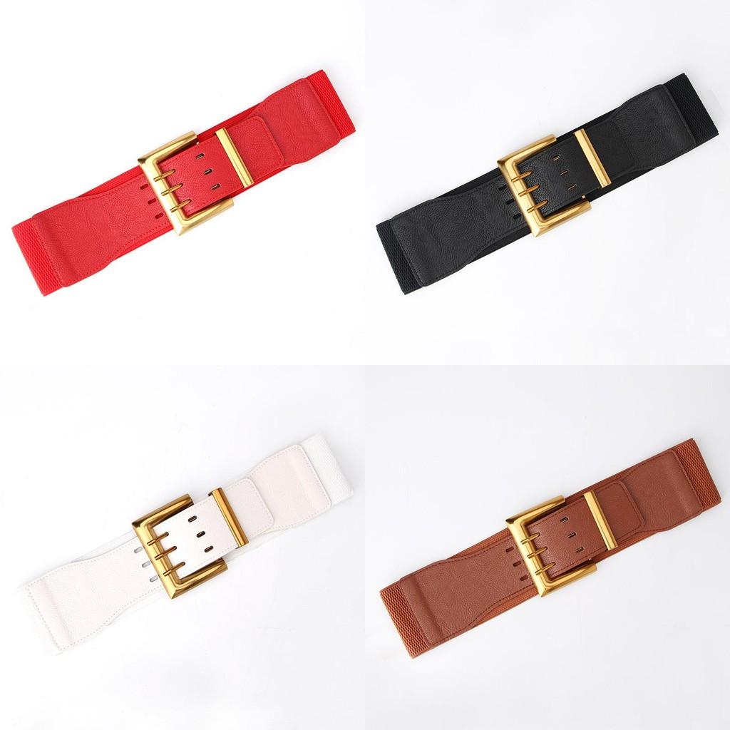Fashion Wide Elastic Belt For Women With Metal Buckle For Dress And Coat Styling