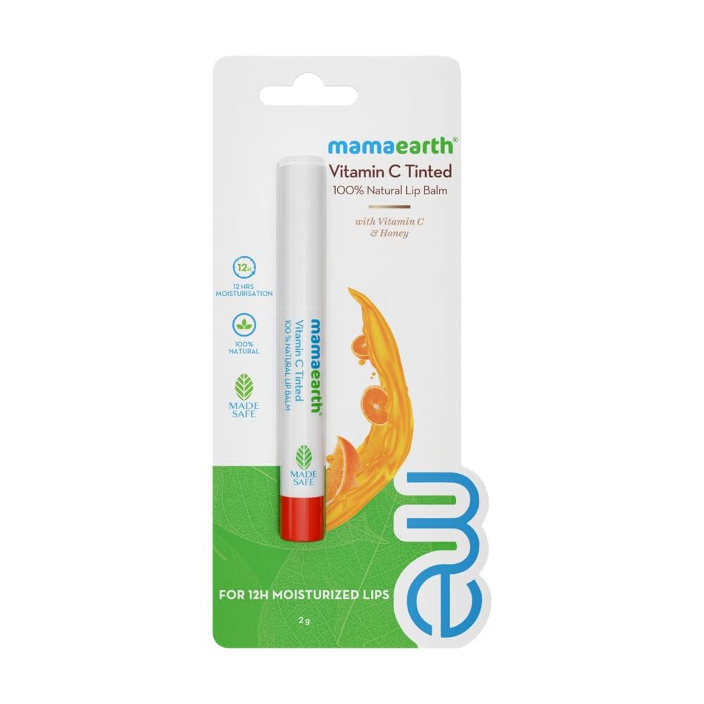 Mamaearth Vitamin C Tinted Lip Balm 2 G Pack of 1 | 12 Hr Moisturizing Natural Lip Color