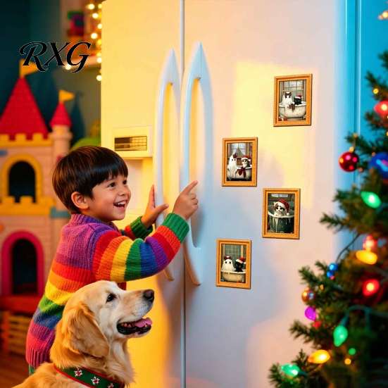 Christmas Gift for Family Halloween Refrigerator Magnets, Cute Cat Ghost Bathing Picture Frame Retro Funny Home Decorations Highland Cow Magnetic