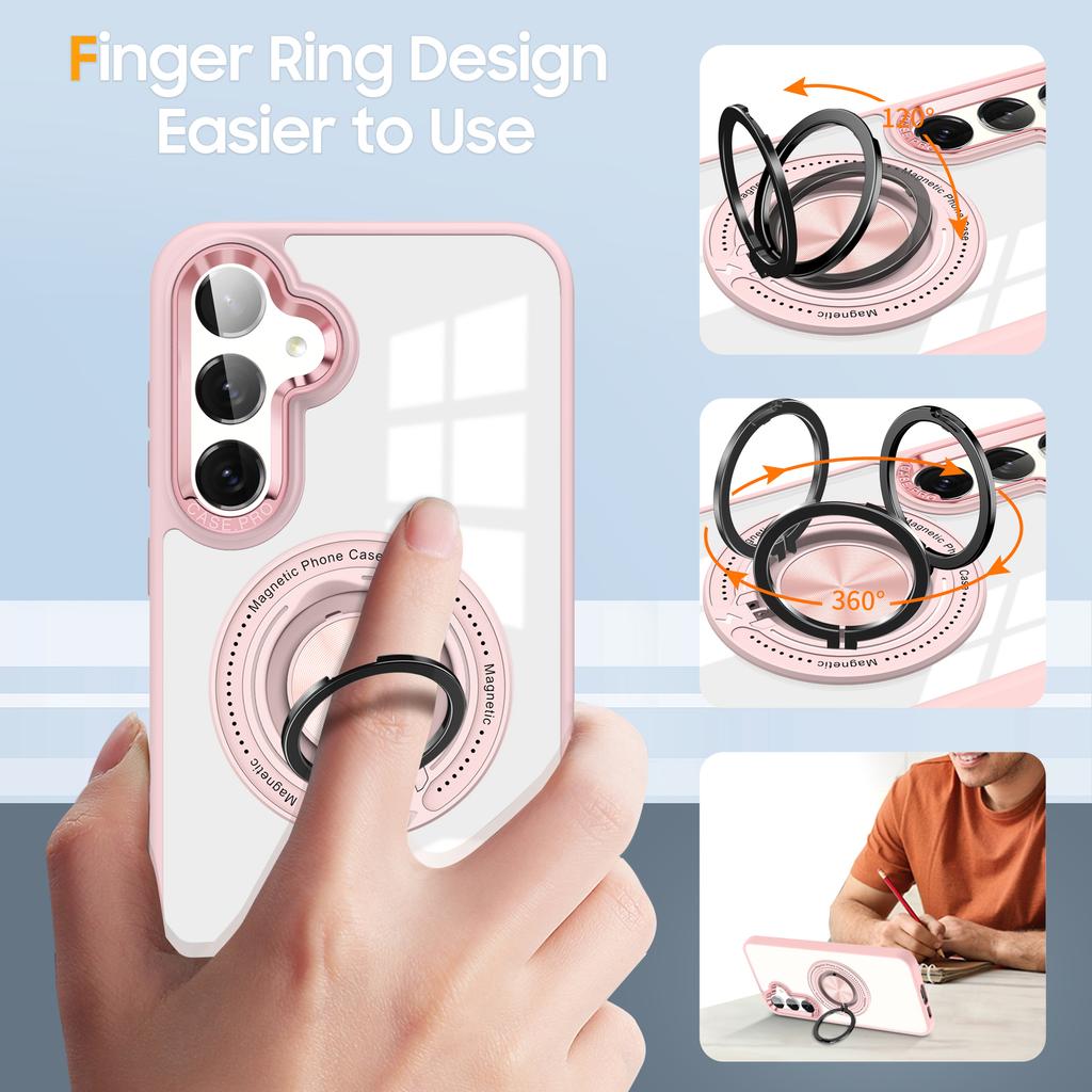 For Samsung Galaxy S23 FE Case Magnetic Ring Holder Kickstand PC+TPU Phone Cover