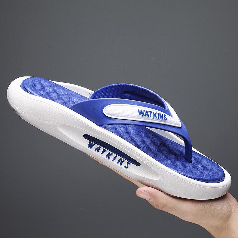 

Мужские модные шлепанцы на толстой подошве: Мягкие, удобные пляжные сандалии на лето 44-45 (fits size 43/44/45) синий/белый