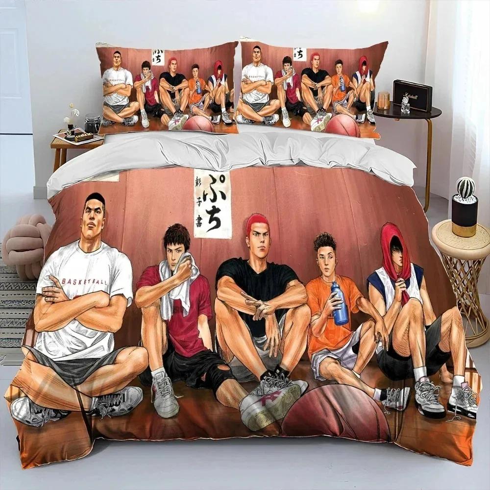 3D Print Anime Slam Dunk Bedding Set Duvet Cover Bed Set Quilt Cover Pillowcase Comforter king Queen Size Boys Adult Bedding Set