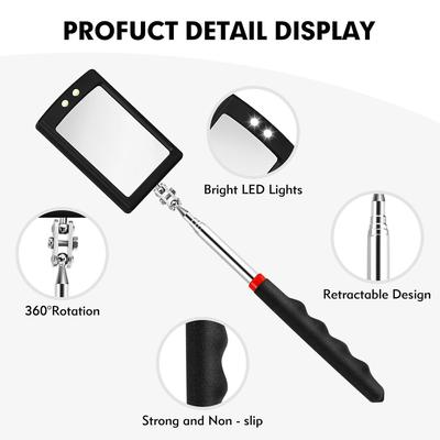 Car 360° Inspection Mirror LED Light Telescopic Inspection Mirror  for Check The Condition of Vehicle Automotive Repairs Tools