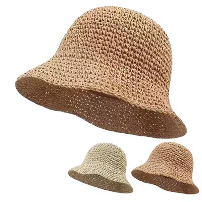 Cappello da Pescatore Intrecciato in Erba con Lavorazione a Intreccio Estivo per Tempo Libero all'Aperto Cappelli da Spiaggia Cappelli a Secchiello Casuali Traspiranti Cappellini a Falda Piatta
