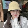 Straw Bucket Hat Women's Summer Thin Hollow Bucket Hat Plain Face Cover Sun Protection Fashion Outdoor Beach Straw Hat