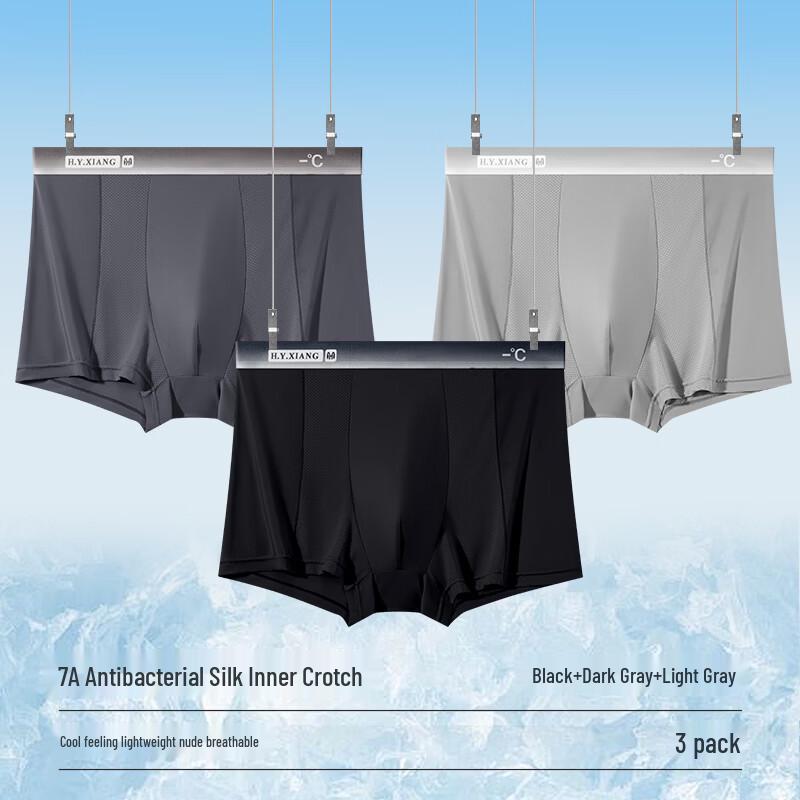 Hengyuanxiang Men's Ice Silk Mesh Boxer Briefs