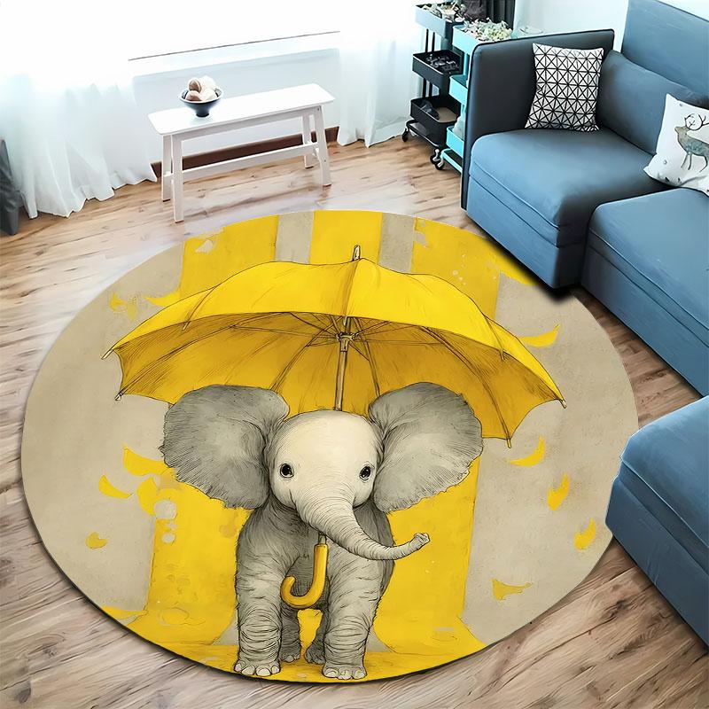 Charming Elephant Rug for Kids' Playroom Decor round carpet for home sofa bedroom, gift