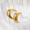 Vintage C-Form Klobige Creolen für Damen Glatter Goldbeschichteter Edelstahlkreis Creolen Mode Zirkon Party Geschenk