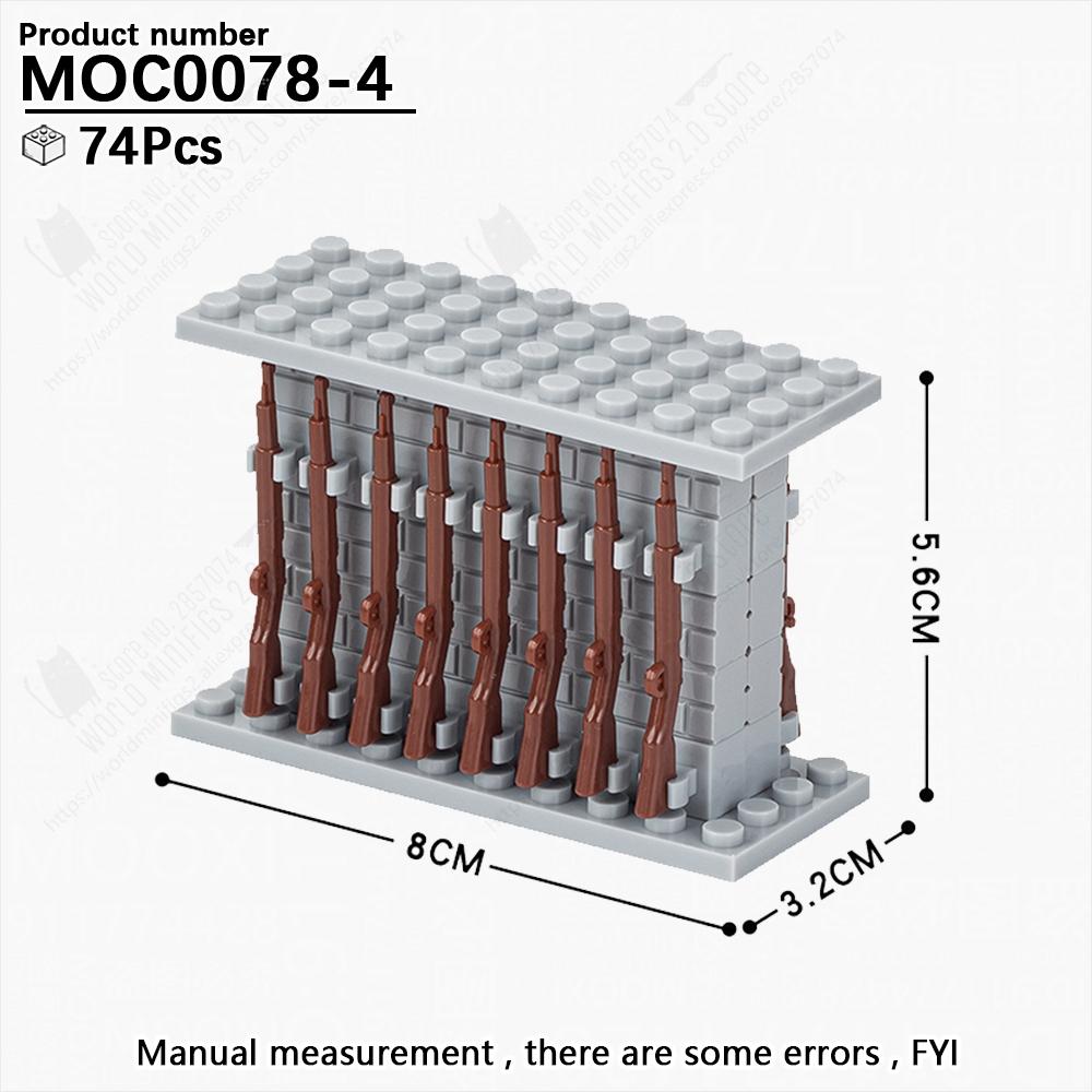 MOOXI WW2 Military Series Weapon Rack Guns Collection Model MOC Bricks DIY Assembled Building Blocks Toys For Boy Birthday Gifts