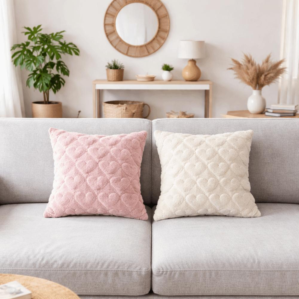 45*45 CM Heart Plush Pillow Cover Soft Throw Pillow Cover Embroidery Pillowcase  Gift