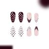 24Pcs Medium Almond Press On Nails Glossy Red French Tip White Polka Dot Fake Nails for Women Fall Winter