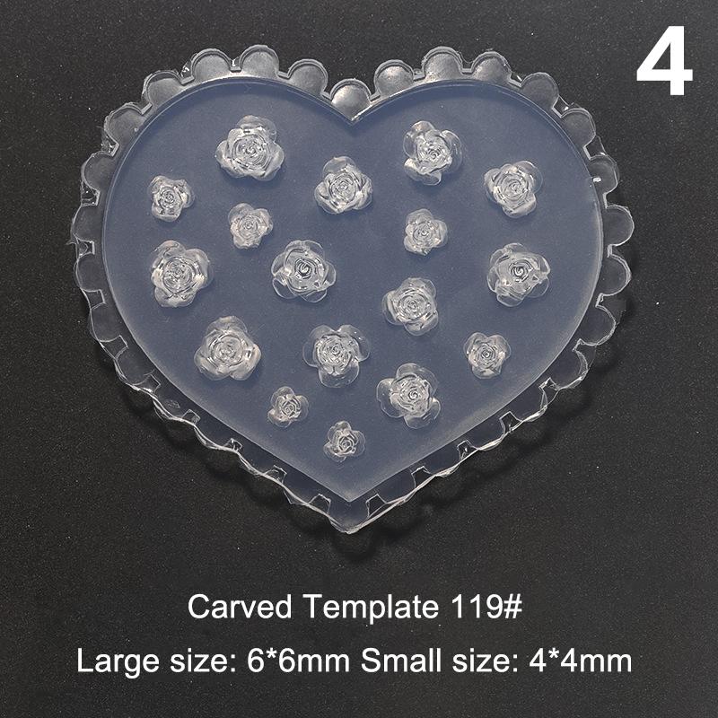 3D Nagel Carving Siliconen Transparante Sjabloon Mal Nail Art Diy Handgemaakt Gereedschap Kleine Kralen Polymeerklei Mal Manicure Decor