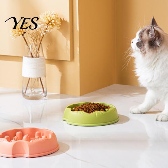 Pet Slow Feeder Dog Bowl, Cat Eating Anti-Slip Feed Dish Bottom Dish, Reduces Choking Vomiting for Cats Dogs Food-grade Bowl