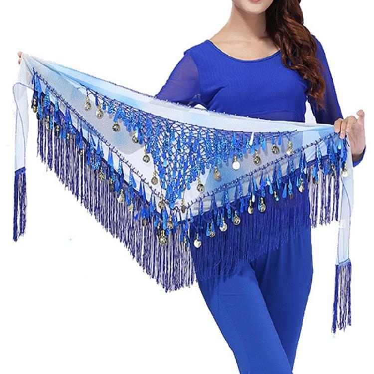 Flashy Belly Dancing Hip Wrap with Fringes Sparkly Waist Chain Hip Scarf