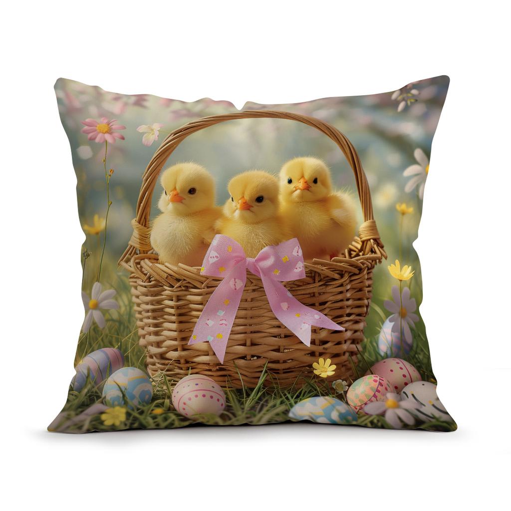 Easter Themed Flowers Cushions Pillowcase Polyester Cushion Cover Throw Pillow Pillowcover Home Car Sofa Decor