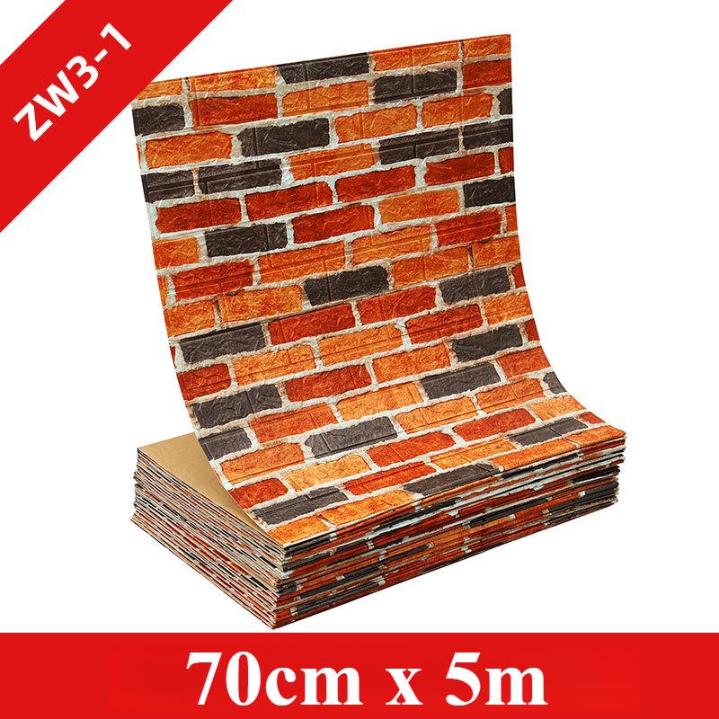 70Cmx5M 3D Brick Pattern Wall Sticker Self-Adhesive Panel Water-Repellent Living Room Wall Cover Home Ornament