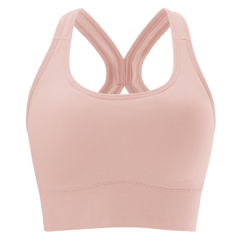 

Plus Size Solid Color Breathable Sports Bra - Pullover Wireless Yoga Bra Light Support Thin 5XL рожевий