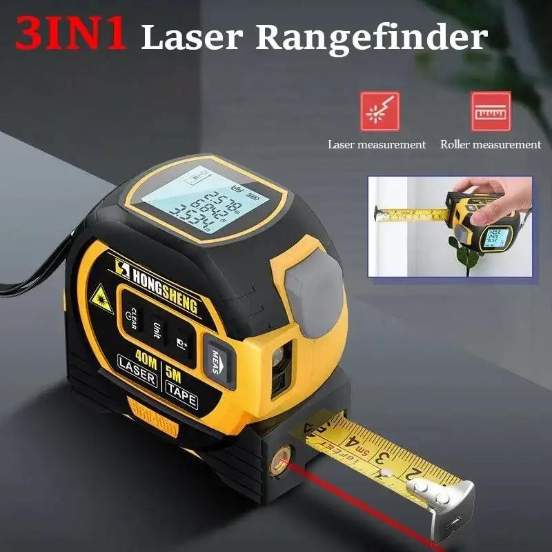 

3 In 1 Laser Tape Measure Laser Rangefinder 60M Accurate Digital Laser Tape Range Finder Measure Tool Measuring Instrument Level 40m синій