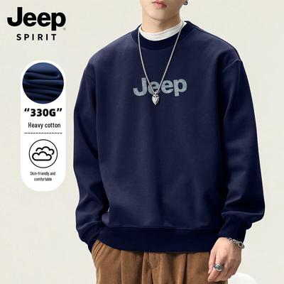 JEEP SPIRIT Men's Autumn Casual Loose Fit Crew Neck Pullover Sweatshirt
