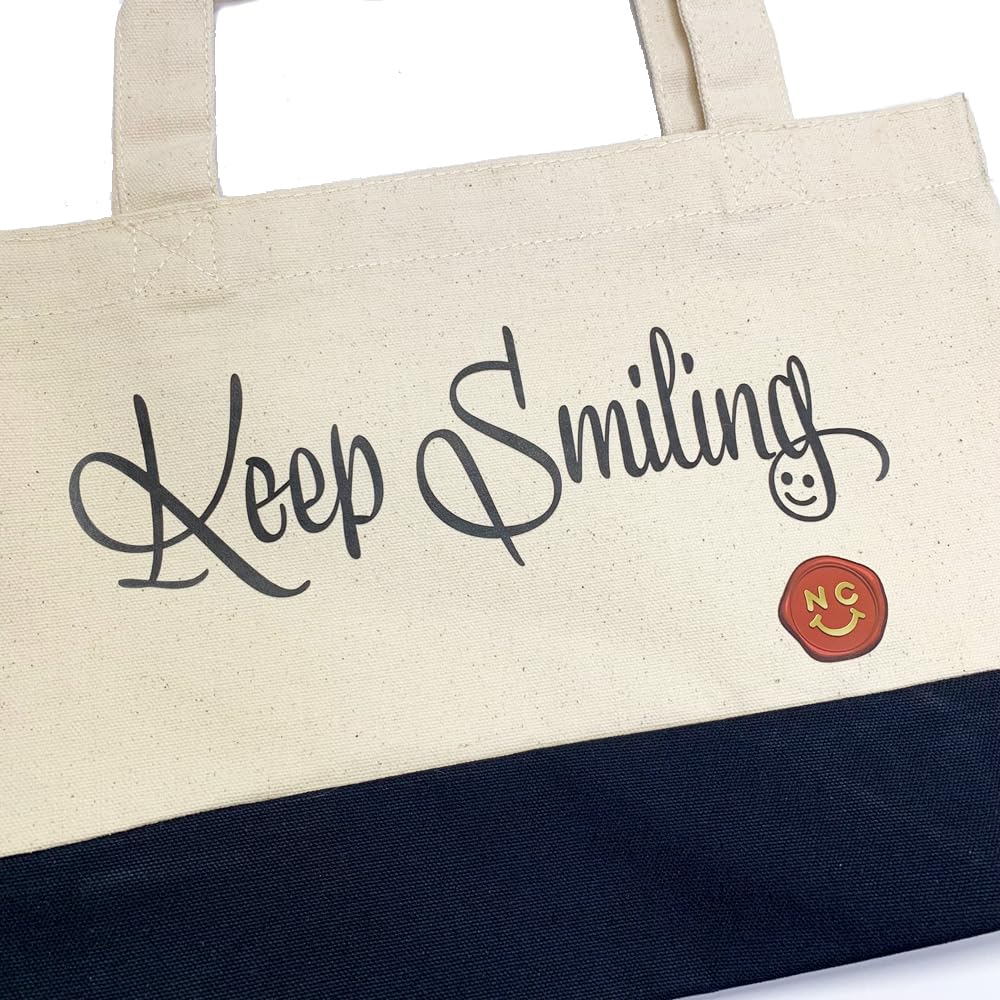 Tote Bag Handbag Bag Sub Bag Lunch Bag Small Size Canvas Mini Tote Keep Smiling English Cursive Design [nc-smile]