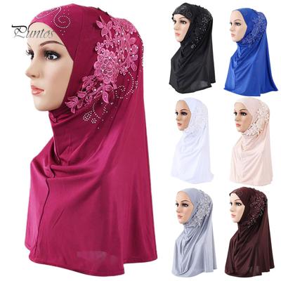 Puntos Jednobarevné Dámské krajkové šátky hidžáb šátek pokrývka hlavy