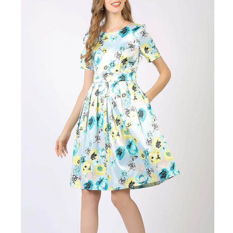 

Женская одежда европейского и американского стиля больших размеров с принтом, А-силуэта, плиссированная, с коротким рукавом Green XL