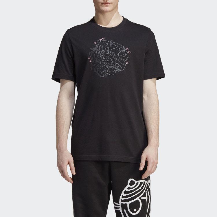 adidas Originals T Shirts Men's Black Crew Neck Moderate Straight Fit IA6390