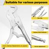 Vice Grips Pliers Set, Curved Jaw Locking Pliers, Adjustable Solid Pipe Clip Repair Welding Pliers, Fast Release Needle Nose Vice Grips, C-clamp Ice