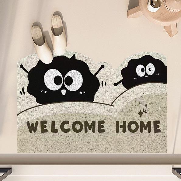 

Обрезаемый черный шелковый петлевой нескользящий придверный коврик - Милый грязесчищающий стиль 40x60 cm