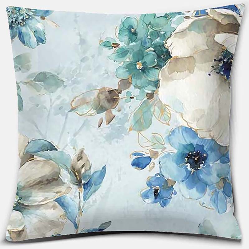 Flower and Bird Printing Series Pattern Pillowcase Square Pillowcase Home Office Decoration Pillowcase