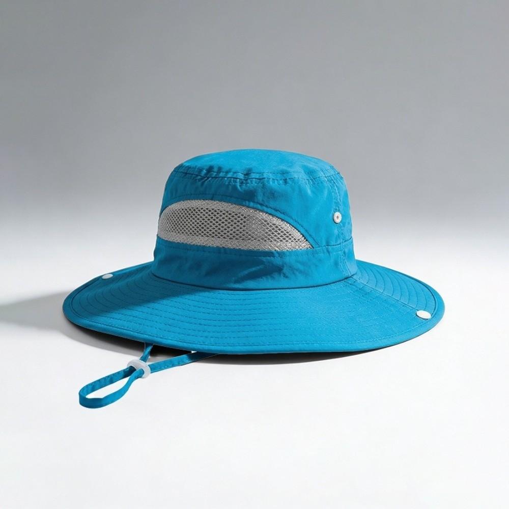 Breathable Sun Hat Big Brim Fisherman Hat Fashion Sunshade Cap Children синий