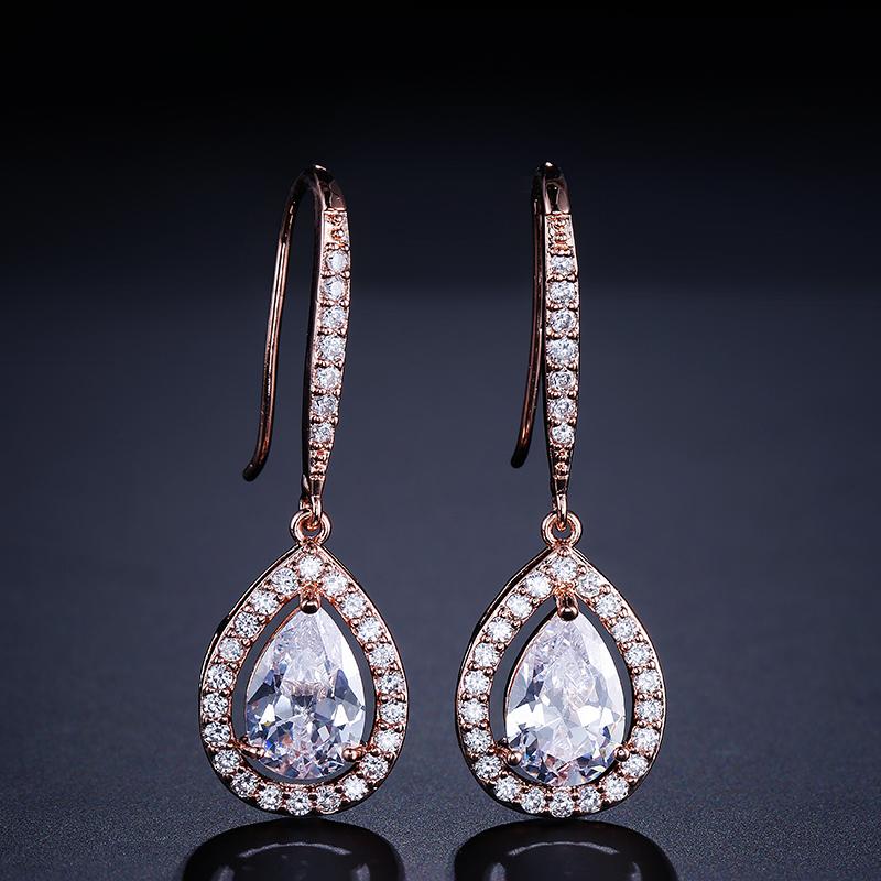 ZAKOL Luxury Teardrop Cubic Zirconia Dangle Earrings For Women Sparkling Crystal Earrings Bridal Wedding Party Jewelry Gift