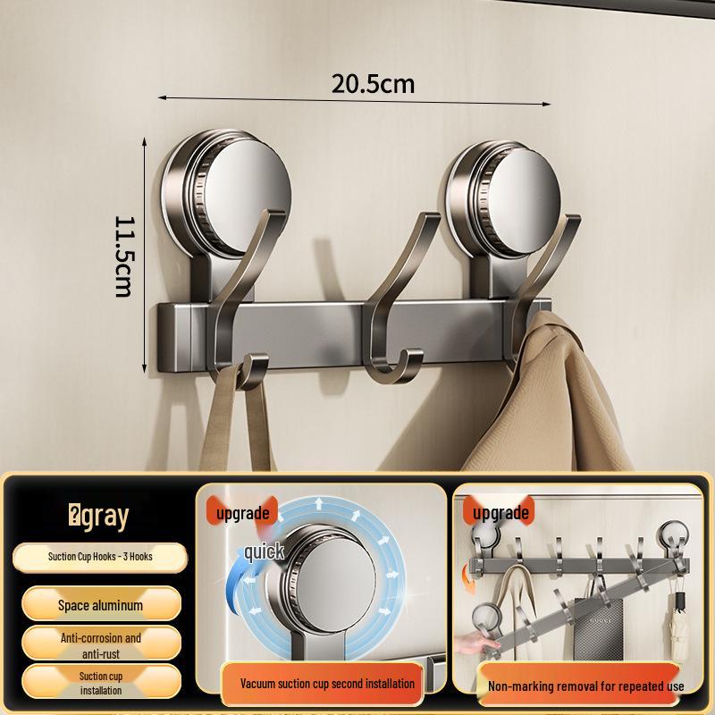 Strong Adhesive No-Drill Suction Cup Door Hook for Clothes and Storage