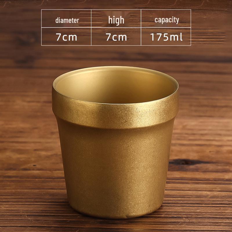 Retro Gold Stainless Steel Tableware Set: Rectangular Plate, Seasoning Dish, Bowl, Water Cup, Chopsticks, Spoon.