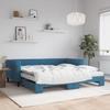 VidaXL Daybed with Trundle Bed and Mattress Blue 100x200 Cm Velvet 3197801