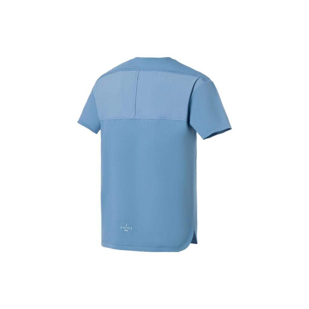 Li Ning Fitness Series Color Block Loose Short Sleeve T-Shirt Unisex Tops Indigo-Blue ATSS043-3