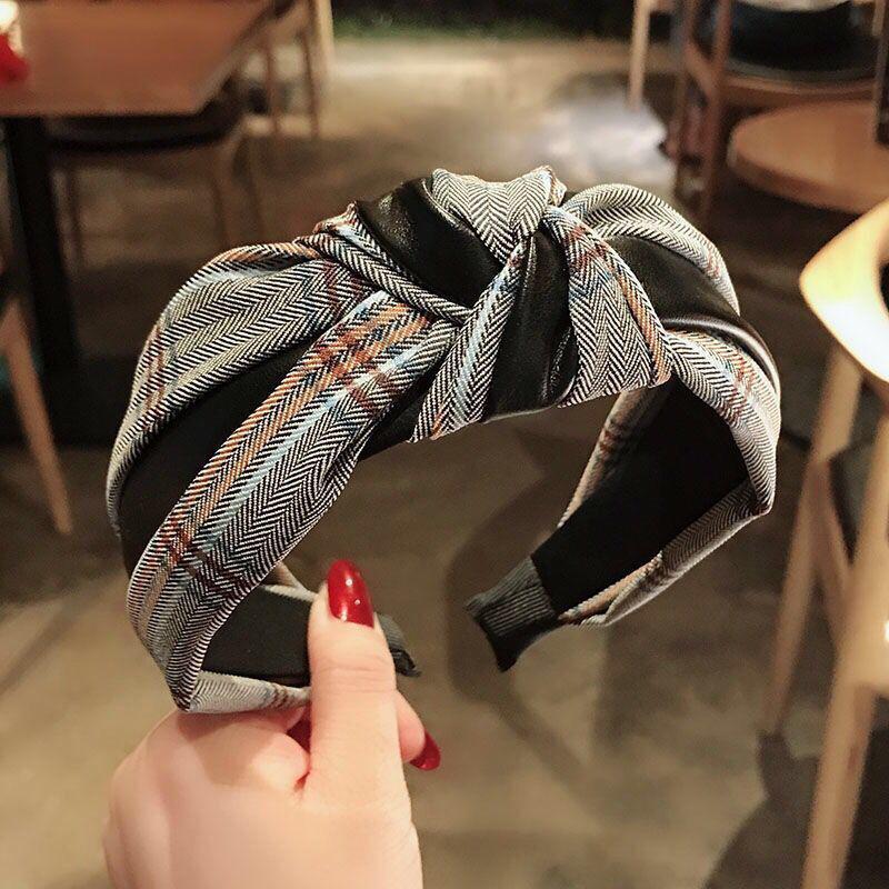Korean Knot Headband: PU Leather Twill Hair Accessory for Face Wash