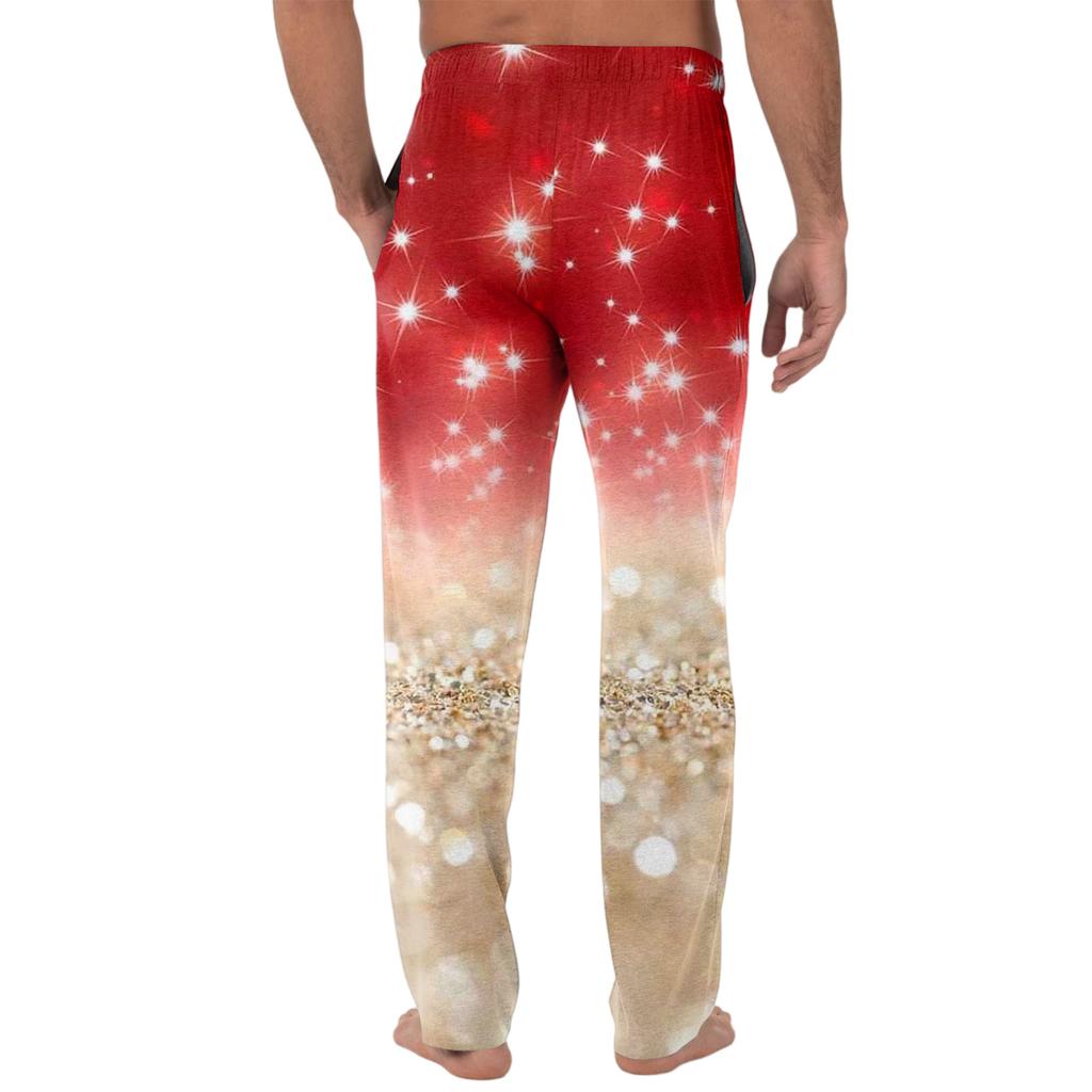 Men's Knitted Fashion Print Pocket Casual Pants Pajama Pants