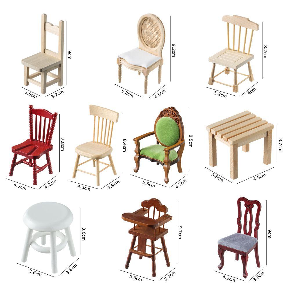 Model Playing House Dollhouse Furniture Miniature Chair Sofa Doll House Accessories Wood Mini Stool